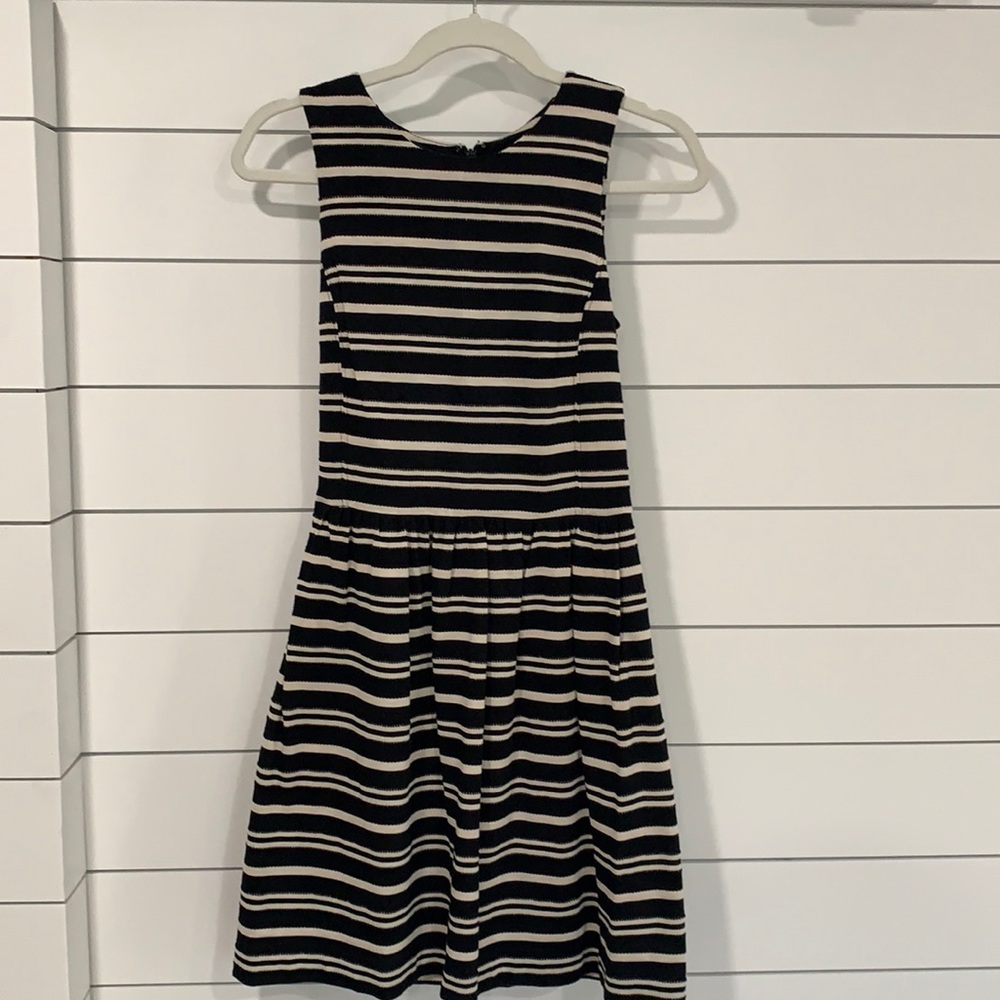 J Crew Factory Black and Tan Fit and Flare Dress. Size XS.